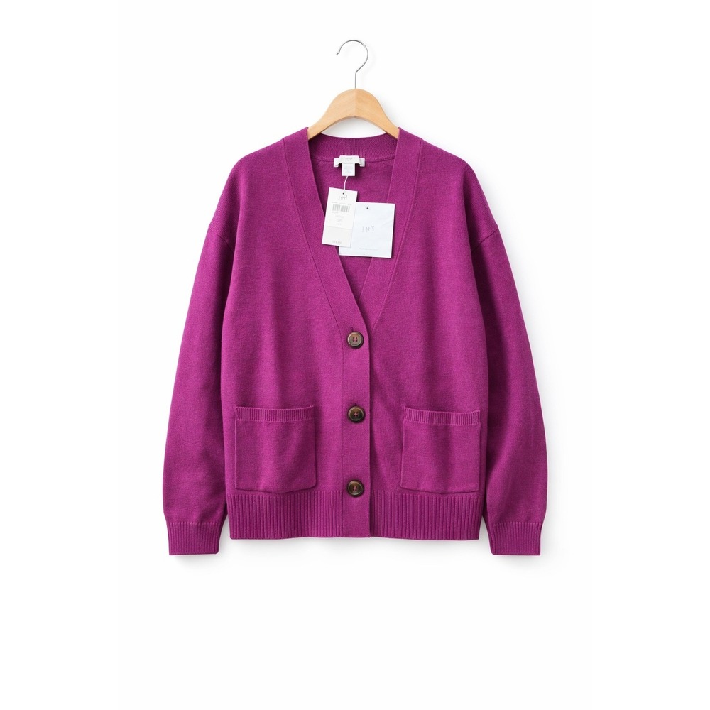 $84 NWT J. Jill Blissful Cardigan Sweater Cotton Blend Magenta Pink Size SP